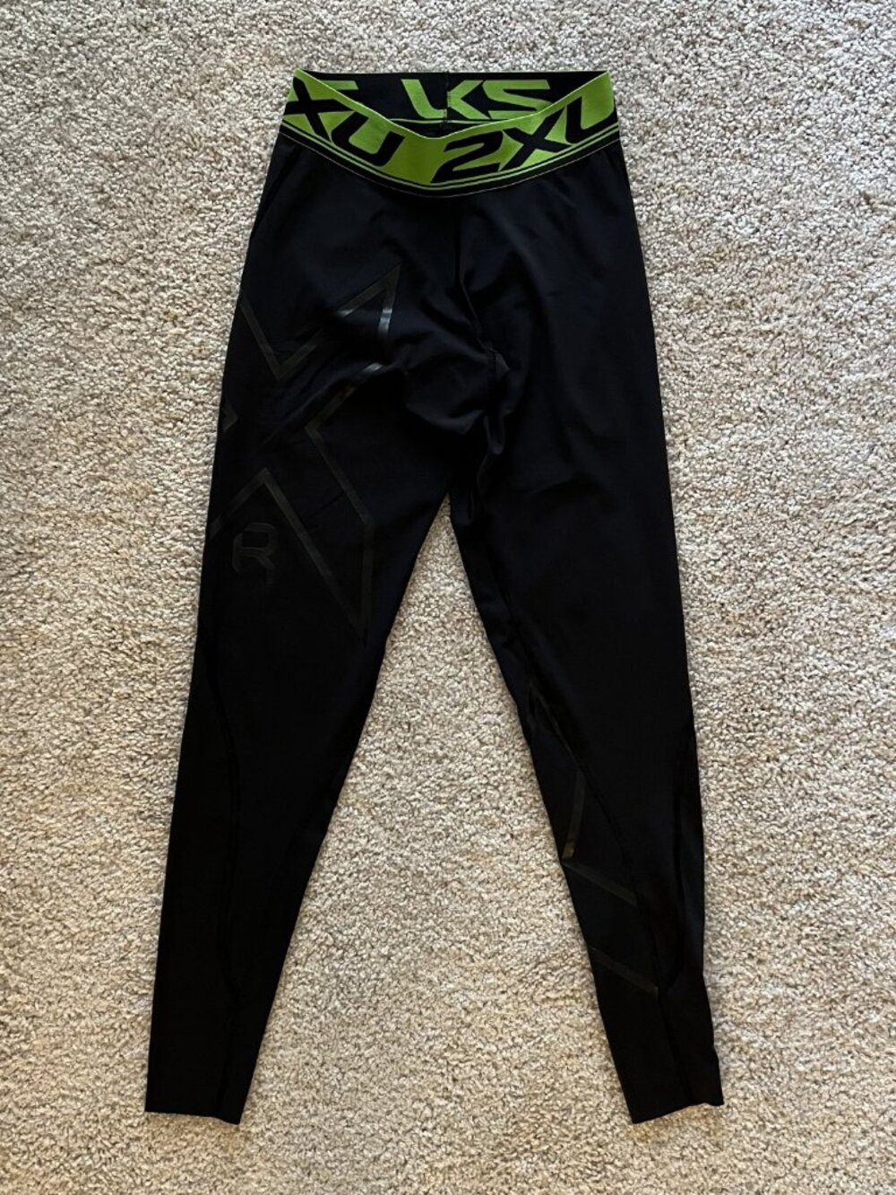 2XU Compression Running Leggings, Women's Size Small Lime Green Waist Band